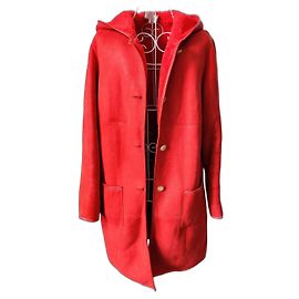 Shearling coat by Paule Ka Pink Red