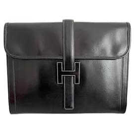 Hermès-Meravigliosa borsa Hermès Jige GM in pelle box nera-Nero