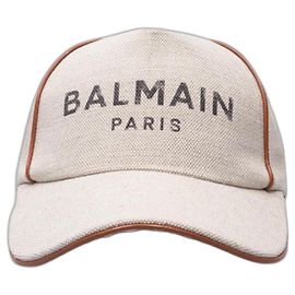 Boné Balmain B-Army Bege de algodão Bege