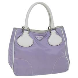 Prada-PRADA Hand Bag Nylon Purple White Auth 71847-White,Purple