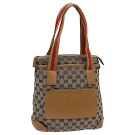 Gucci-GUCCI GG Canvas Sherry Line Tote Bag Beige Red Brown 019 0402 auth 72709-Brown,Red,Beige
