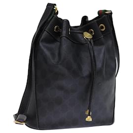 Gucci-GUCCI GG Canvas Web Sherry Line Shoulder Bag PVC Black Green Red Auth 72789-Black,Red,Green