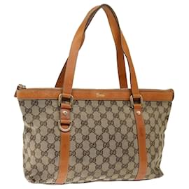 Gucci-GUCCI GG Lona Abbey Tote Bag Bege 141470 Auth th4806-Bege