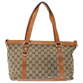 Gucci-GUCCI GG Lona Abbey Tote Bag Bege 141470 Auth th4806-Bege