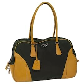 Prada-PRADA Shoulder Bag Nylon Khaki Yellow Auth 71843-Khaki,Yellow