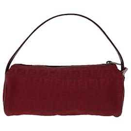 Fendi-FENDI Zucchino Canvas Hand Bag Red Auth ep4059-Red