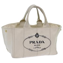 Prada-PRADA Canapa MM Handtasche Canvas Beige Auth 72023-Beige