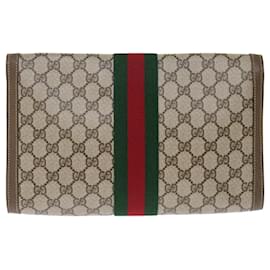 Gucci-GUCCI GG Supreme Web Sherry Line Clutch Bag PVC Beige Rot 89 01 007 Auth ep4065-Rot,Beige