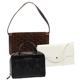 Givenchy-GIVENCHY Shoulder Bag Canvas Leather 3Set White Brown black Auth bs12933-Brown,Black,White