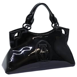 Cartier-CARTIER Hand Bag Enamel Black Auth bs13851-Black