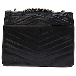 Chanel-CHANEL Handtasche mit Drehverschluss und V-Stich aus Lammleder, schwarz, CC Auth yk11929EIN-Schwarz