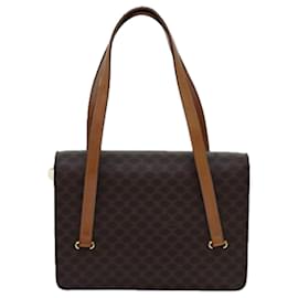 Céline-CELINE Macadam Canvas Shoulder Bag PVC Brown Auth 71427-Brown