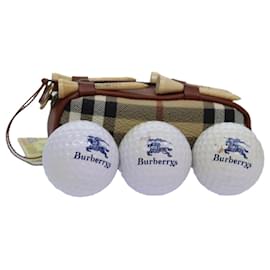Autre Marque-Burberrys Nova Check Pelotas de golf y estuches para pelotas de golf PVC Cuero Beige Auth 72040-Beige
