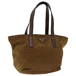 Prada-PRADA Hand Bag Nylon Brown Auth 72569-Brown