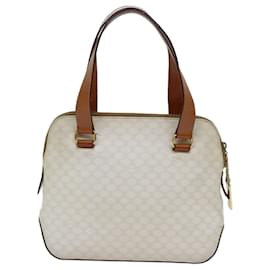 Céline-CELINE Macadam Canvas Hand Bag PVC White Brown Auth 71884-Brown,White