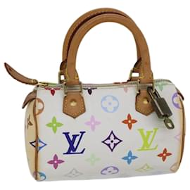Louis Vuitton-LOUIS VUITTON Mini borsa a mano Speedy multicolore con monogramma Bianco M92645 Aut cl823UN-Bianco