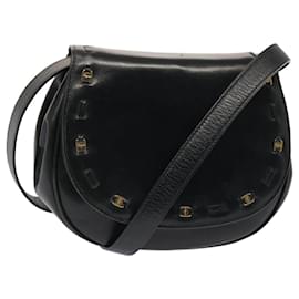 Salvatore Ferragamo-Salvatore Ferragamo Shoulder Bag Leather Black Auth bs13732-Black