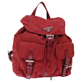 Prada-PRADA Backpack Nylon Red Auth 71295-Red