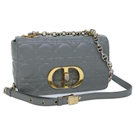 Christian Dior-Christian Dior Canage Caro Shoulder Bag Leather Gray Auth 71331A-Grey