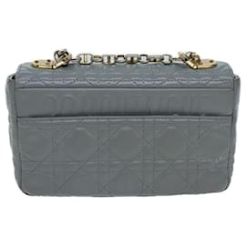 Christian Dior-Christian Dior Canage Caro Shoulder Bag Leather Gray Auth 71331A-Brown