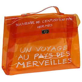 Hermès-HERMES Vinile Kelly Borsa a mano Vinile Arancione Auth 72352-Arancione