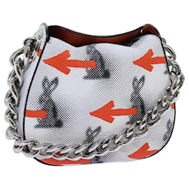 Prada-PRADA Chain Shoulder Bag Leather White Auth bs13773-White