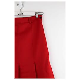 Ami-wrap wool skirt-Red