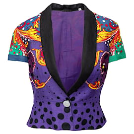 Gianni Versace-Veste courte en lin Gianni Versace-Multicolore