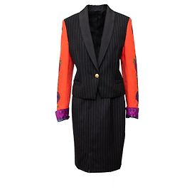 Conjunto de saia e jaqueta vintage Gianni Versace Multicor