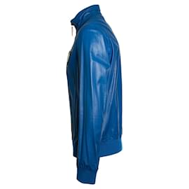 Philipp Plein-Philipp Plein, blue leather jacket-Blue