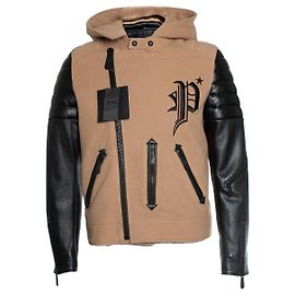Philipp Plein, giacca di lana con cappuccio Marrone Nero