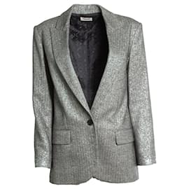 Zadig & Voltaire-ZADIG E VOLTAIRE, blazer metallico VOW in lurex argento-Argento,Grigio