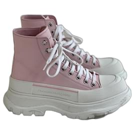 Alexander Mcqueen-Alexander McQueen leather sneakers, pink color-Pink