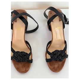 Christian Louboutin-Christian Louboutin, sandálias de couro preto tamanho 40-Preto