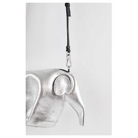Loewe-Leather Animals shoulder strap-Silvery
