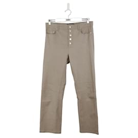 Joseph-Pantalón recto de piel-Castaño