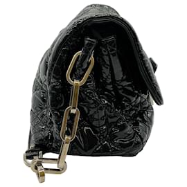 Autre Marque-Christian Dior Petit sac Cannage matelassé en cuir verni noir-Noir