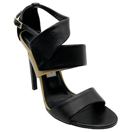 Autre Marque-Jimmy Choo Black / Tan Leather Ankle Strap Sandals-Black