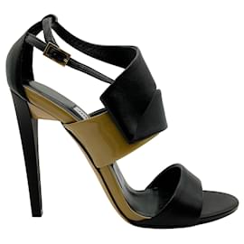 Autre Marque-Jimmy Choo Black / Tan Leather Ankle Strap Sandals-Black