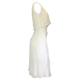 Autre Marque-Jason Wu Chalk Pleated Sleeveless Lace Dress-Cream