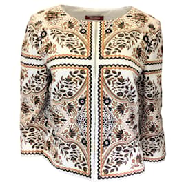 Autre Marque-Max Mara Ivory / Brown / Black Floral Paisley Printed Jacket-Multiple colors