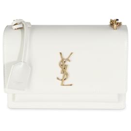 Saint Laurent-Saint Laurent Bolso Sunset mediano de piel de becerro suave Crema-Blanco