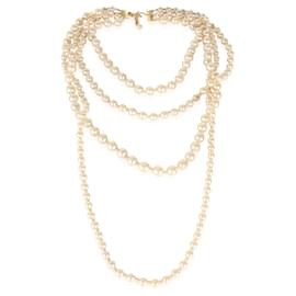Chanel-Chanel ton doré vintage 4 Collier de fausses perles Strand 1995-Autre