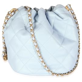 Chanel-Chanel Light Blue Iridescent Quilted Caviar My Perfect CC Drawstring Bucket Bag-Blue