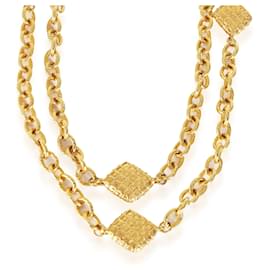 Chanel-Chanel Vintage Quilted Station Necklace in  Gold Plated-Other