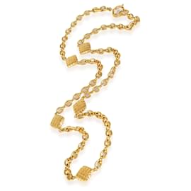 Chanel-Chanel Vintage Quilted Station Necklace in  Gold Plated-Other