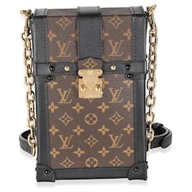 Louis Vuitton-Pochette baúl vertical de lona con monograma de Louis Vuitton-Castaño,Negro