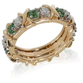 Tiffany & Co-TIFFANY Y COMPAÑIA. Anillo de diamantes tsavorita de Schlumberger en 18K oro amarillo/Platino 0.-Otro