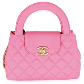 Chanel-Chanel Pink Quilted Jersey Nano Kelly Shopper-Pink