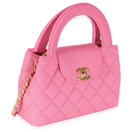 Chanel-Chanel – Nano Kelly – Shopper aus gestepptem Jersey in Rosa-Pink